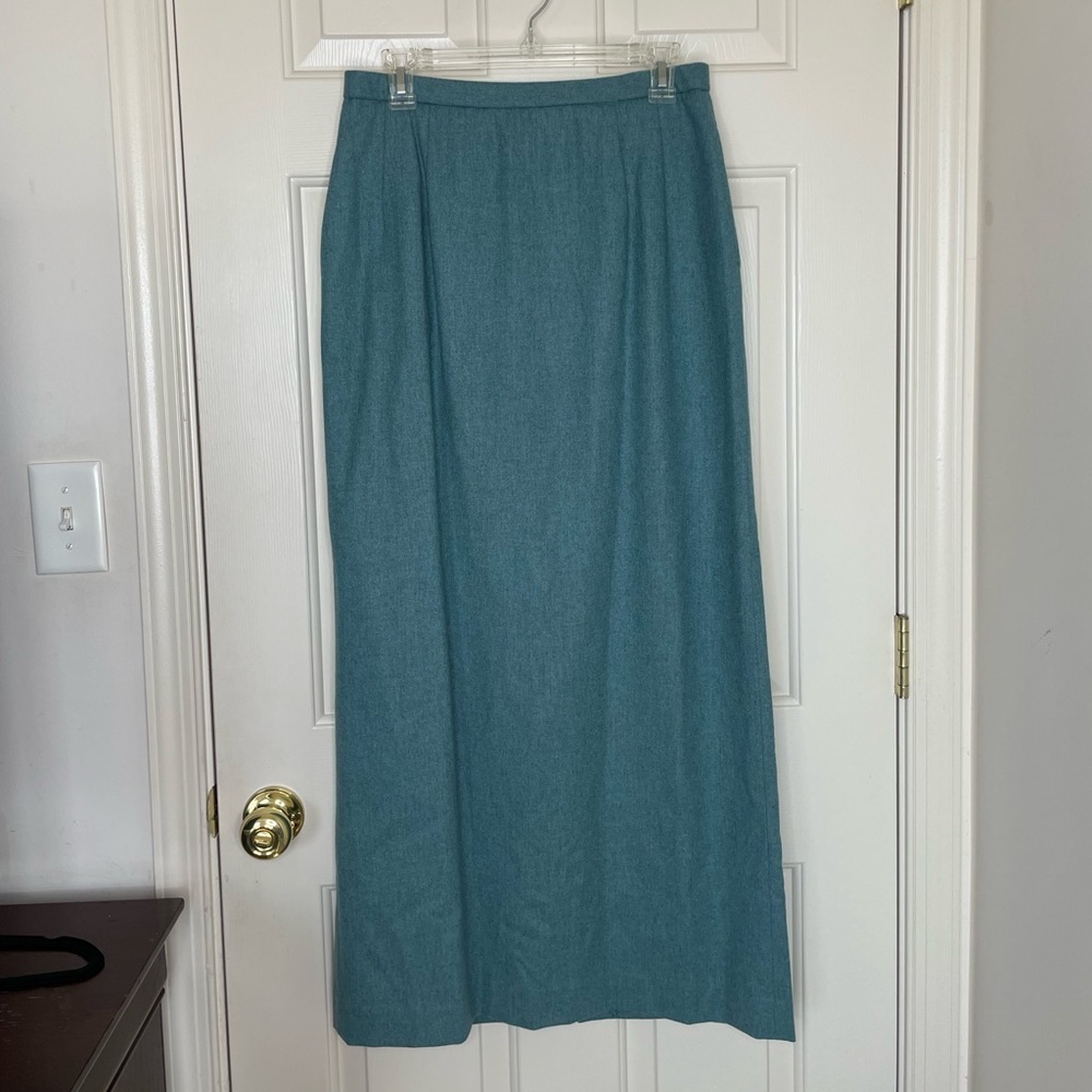 Vintage Pendleton 100% Virgin Wool Teal Midi Skirt High Waist  Heritage | 8Tall
